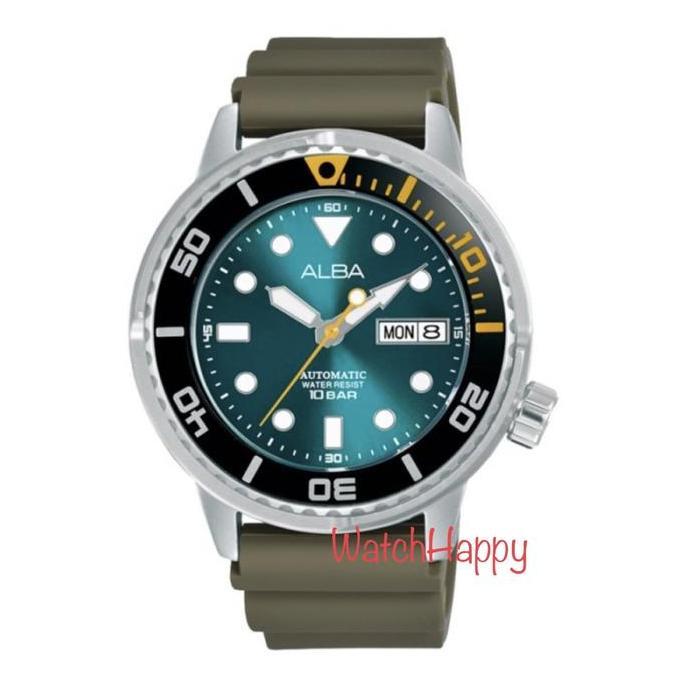 WatchHappy AL4249X1 AL4249 Men Automatic Rubber Green Army ORIGINAL