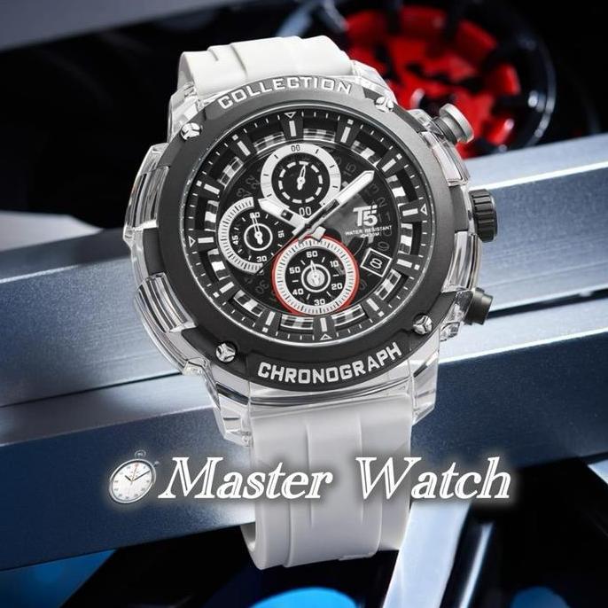 [ORIGINAL) Jam Tangan T5 4015G Chronograph Grey 48.5mm Acrylic Alloy Case Limited Edition