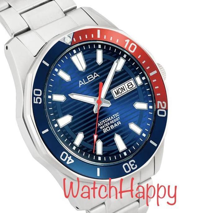 ALBA AL4455X1 AL4455 AZURE BLUE DIAL WITH BLUE RED BEZEL 100%ORIGINAL