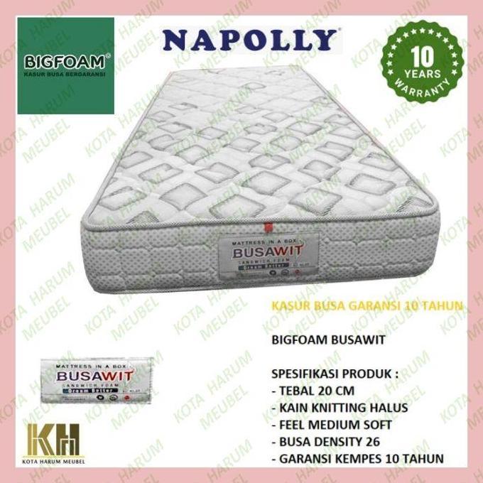 TERBARU kasur busa bigfoam busawit 90x200 200x90 90 x 200 tebal tinggi 20 cm cover kain putih halus 
