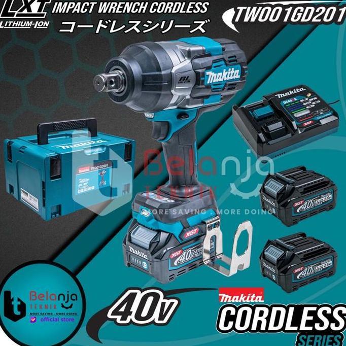 LUFTAIR- Impact Wrench Cordless Makita TW001GD201 Mesin Pembuka Baut Baterai Set 40V TW001 TW 001 GD