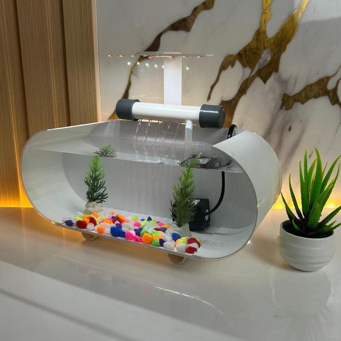 Akuarium Mini Full Set Air Terjun Ukuran Mini 30X11,5X12Cm Akrilik Aquascape Full Set Paludarium Den