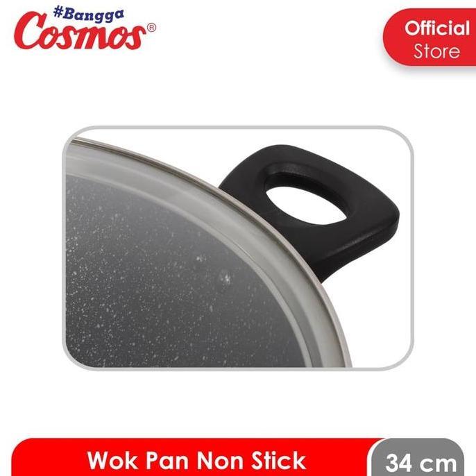 Cosmos Marble CW-34 MBC - Non Stick Wok Pan with Cover 34 cm