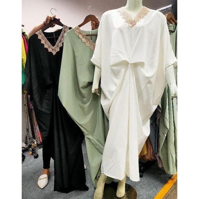 Kaftan Putih Hitam Kyoto Premium Silk Import