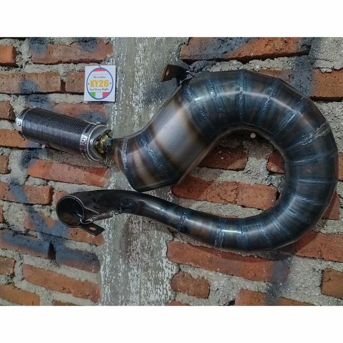Knalpot Racing Vespa Buang Kanan Pendek Silencer Carbon By KY26 Racing Original