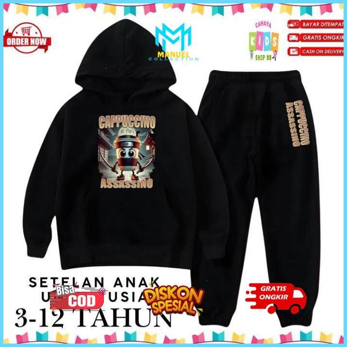 DWL-49 tre-57 fth-56 Setelan Baju Hoodie Anak Assassino Cappuccino Anomali Usia 3-12 tahun Hemat Vir