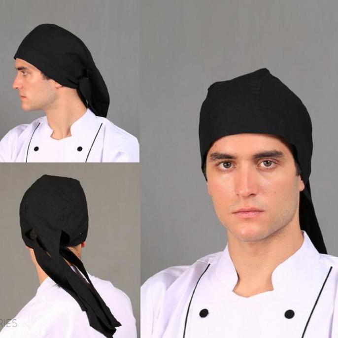 ARR SANJAYA Topi Jepang Hitam, Topi Koki Chef Pria Wanita Seragam TEB