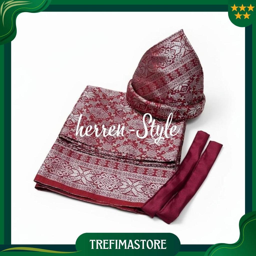 Set Tanjak & Rumpak Songket Anak Laki-Laki | Aksesori Pakaian Adat Melayu Premium Promo Puncak
