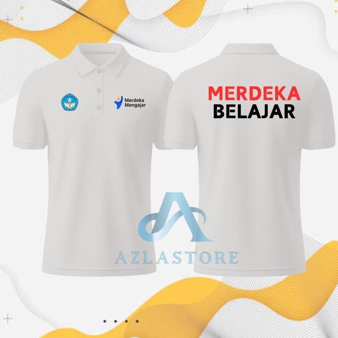DF65 }} TERBARU BAJU POLO SHIRT PRIA WANITA ORIGINAL MERDEKA BELAJAR SABLON ATASAN KERAH LENGAN PEND