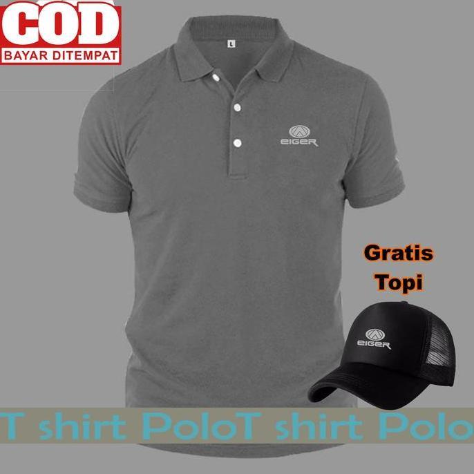 DB140 }} Baju Polo Pria ( gratis topi ) polo distro EGR USA abu / polo distro pria / kaos polo / pol