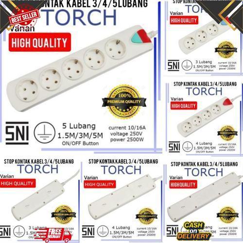 Termurah Stop Kontak Terminal Colokan Listrik 2 3 4 5 Lubang Panjang Kabel 1,5 / 3 / 5 / 10 M Meter 