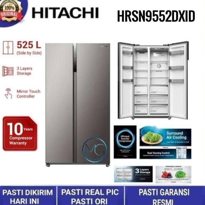 TERBARU - KULKAS HITACHI HRSN9552DXID SIDE BY SIDE 525 LITER HRSN 9552 DXID
