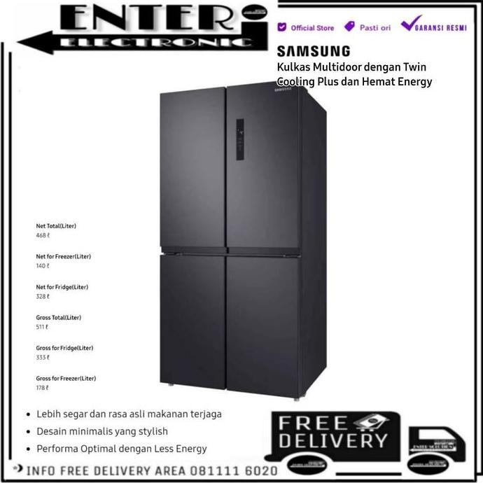TERBARU - SAMSUNG RF-48A4000B4 KULKAS SIDE BY SIDE MULTIDOOR 4 PINTU RF48A4000B4