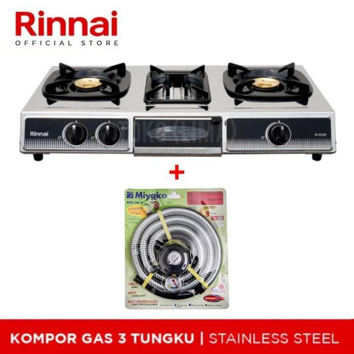 Kompor Gas 3 Tungku Rinnai RI 524 E Kompor Panggangan Rinnai 524 Grill