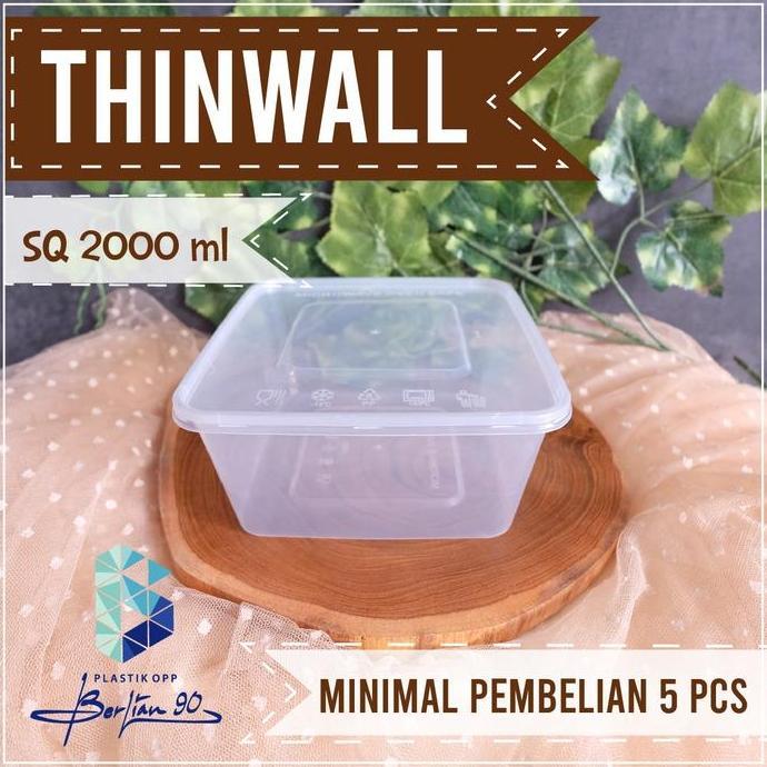 Thinwall Square SQ 2000 ml Kotak Thinwall Kotak Makan Makanan Plastik