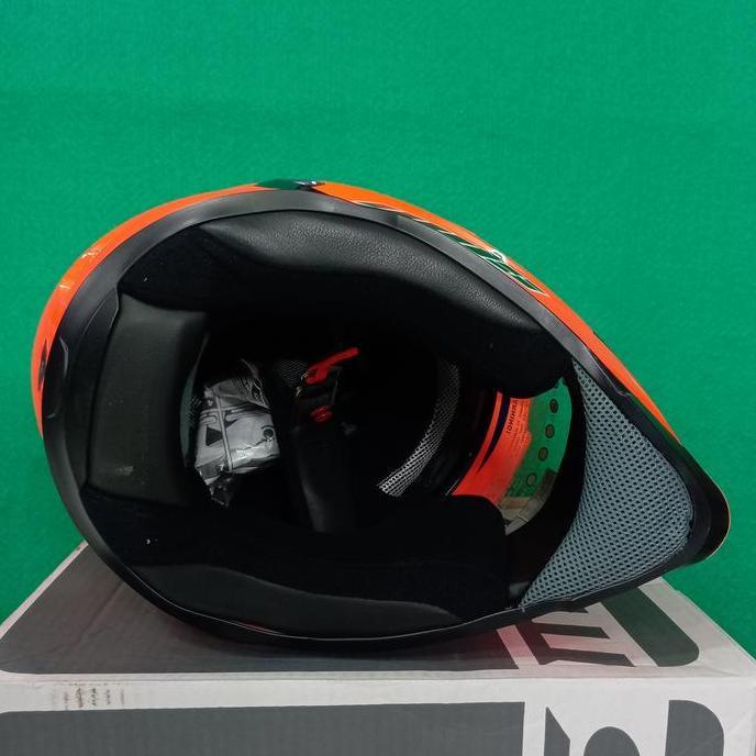 MDS HELM SUPER MOTO/SUPER PRO SOLID ORANGE DOUBLE VISOR