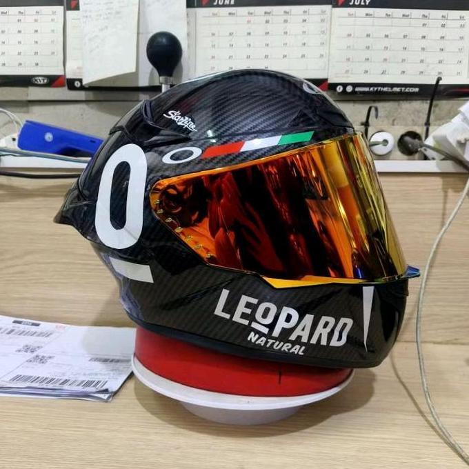 Helm Full Face MLA Tt course Karbon Leopard Paket Ganteng Motorcycle