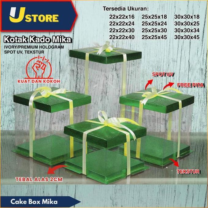 Cake Box Mika Dus Kue Kotak Kue Transparant 30x30 cm Kotak Kado Gift Box kotak Hantaran Mika PET