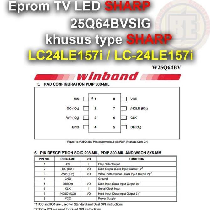 Ic Eprom Firmware TV SHARP LC24LE157i / LC-24LE157i