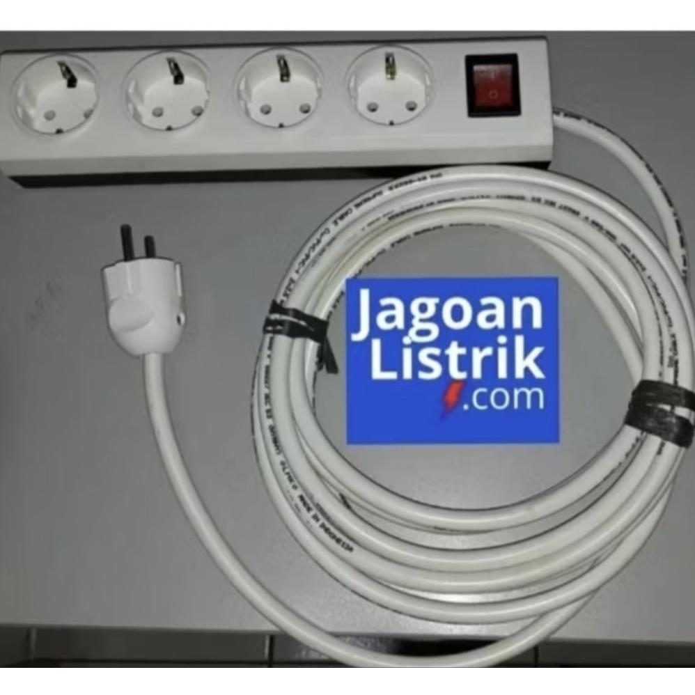 Set Rakit Stop Kontak 4 Lubang Broco + Kabel Supreme + Steker Broco Lengkap Set Colokan (Panjang Kab