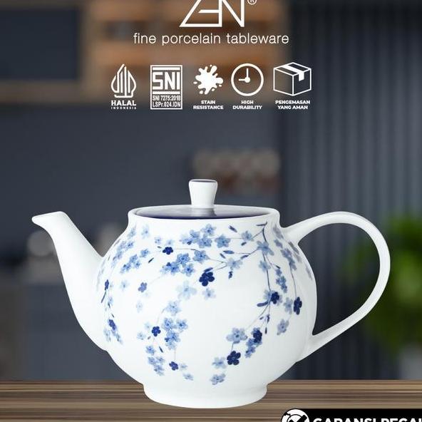 Zen Teapot Teko Teh Keramik Cherry Blue Series 1345 Ml