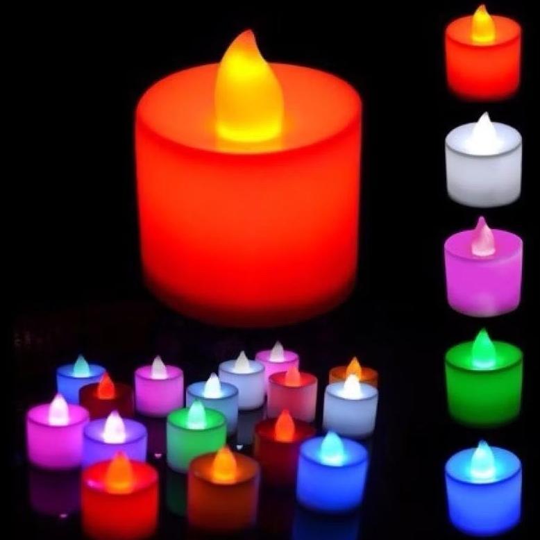 Lilin lampu LED elektrik candle pesta dekorasi pink biru hijau merah kuning natal