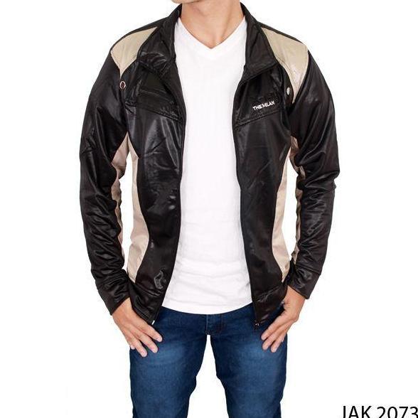 Promo Jaket Kasual Pria Metalic Hitam JAK 2073 - Bahan Baby Terry - Semi COD