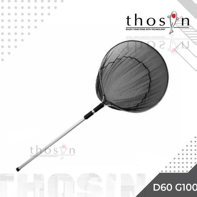 Jaring serok penangkap ikan koi besar D60 diameter 60 cm gagang 100 cm