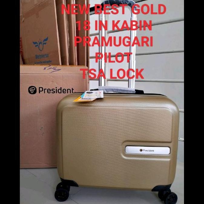 KOPER KABIN FIBER 18 INCHI PRESIDENT PRAMUGARI ORIGINAL TSA TERLARIS