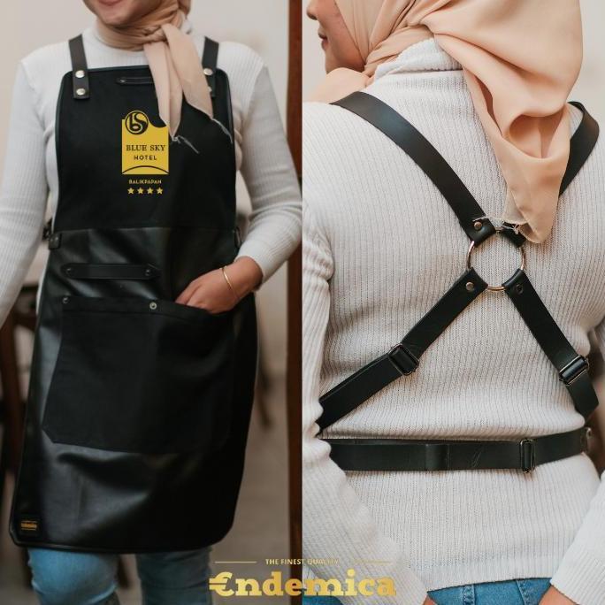 Full apron barista celemek barbershop apron cafe celemek cukur rambut kanvas & high quality syntetic