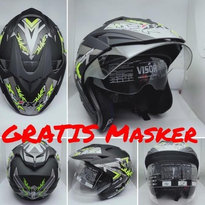 Helm 2 kaca Black doff Yellow Duke DMN