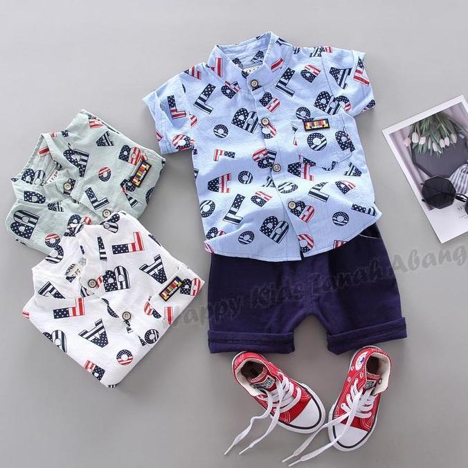 Promo SETELAN BAJU KEMEJA ANAK LAKI-LAKI / SETELAN KEMEJA ANAK LAKI-LAKI KEREN / BAJU ANAK LAKI-LAKI