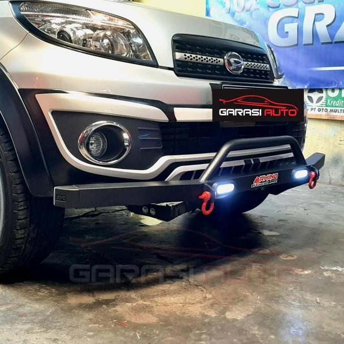 TANDUK DEPAN TOWING BAR RHINO BUMPER GUARD RUSH TERIOS LAMA 2005 -2017 WITH LED DRL ORIGINAL DAN TER
