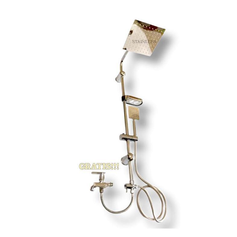 Shower tiang set coulomn stainless kotak+ kran cabang Shower set