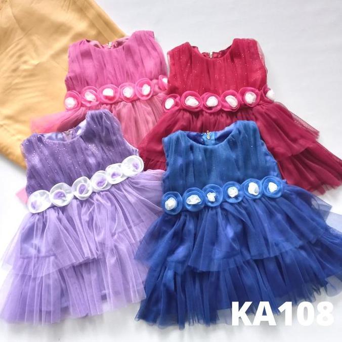 Promo Baju Bayi Perempuan Gaun Balita Dress 6 12 bulan Dress Pesta Ulang Tahun Warna Ungu Marun Pink