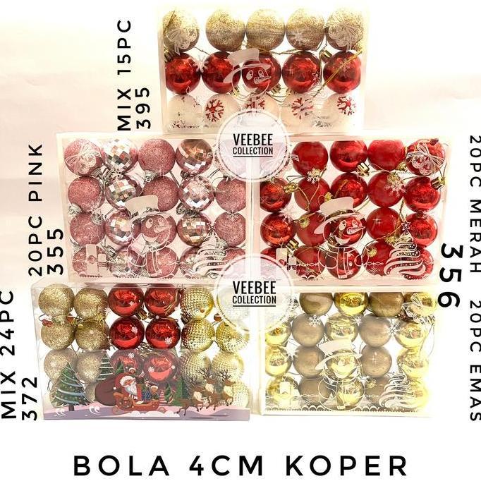 langsung order saja] Bola natal 4cm mika koper/ bola hias pohon natal/mainan natal bola