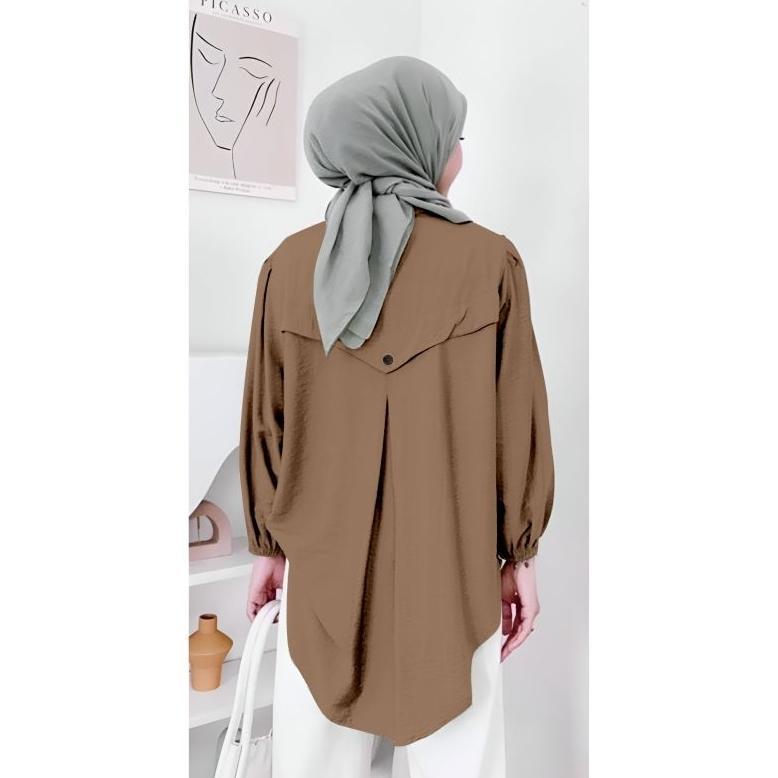 Harapan Mart Kemeja Wanita Korea Style Kemeja Kt Wanita Oversize Ld120-Ld140Cm/Atasan Kemeja Wanita 