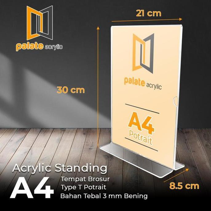 Acrylic Tent Holder / Akrilik Tent Card A4 T Tempat Brosur Meja 3Mm