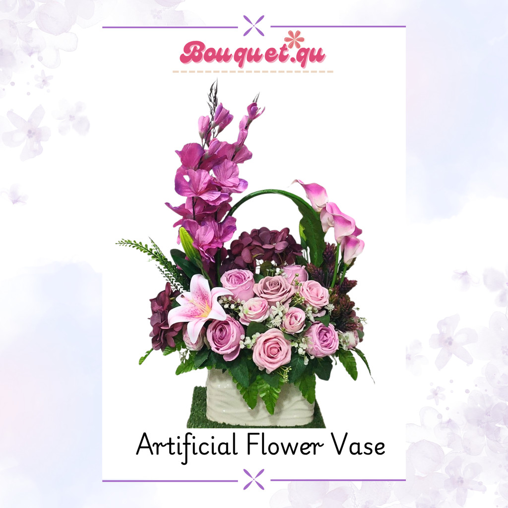 Artificial Flower Vas (Vas Bunga Imitasi) Vas Keramik, Buket Hadiah, Bunga Buket Tahan Lama, Vas Bun
