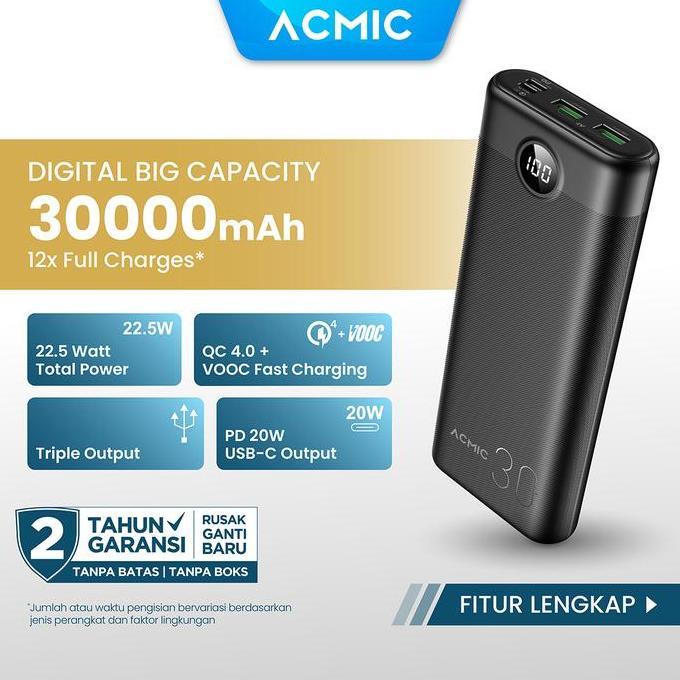 ACMIC DIGIMAX 30000mAh Powerbank Mini 22.5W Fast Charging Type C