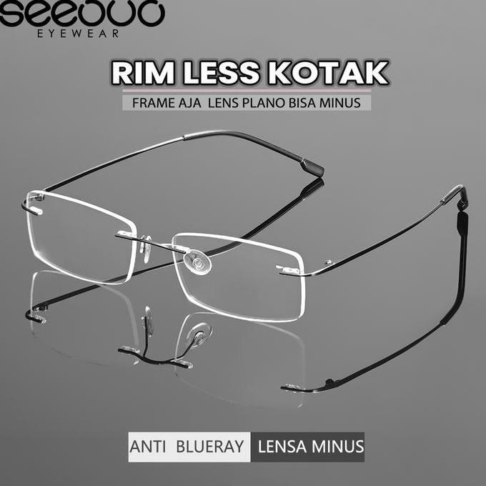 Seeouo Frame Kacamata Plano Lens Fashion Glasses Unisex Bisa Minus Antiradiasi Blueray Photocromic M