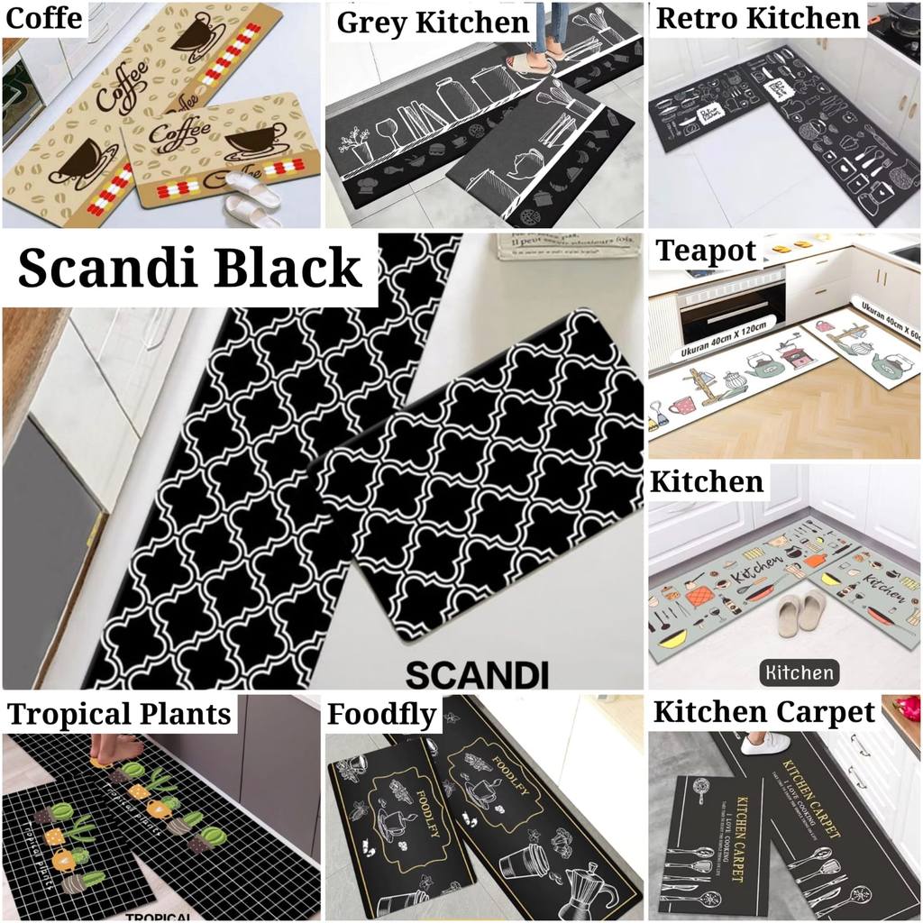 Kitchen Floor Mat 2 in 1 | Keset Lantai Anti Slip | Keset Dapur 2 Pcs | Keset Dapur Minimalis Cantik