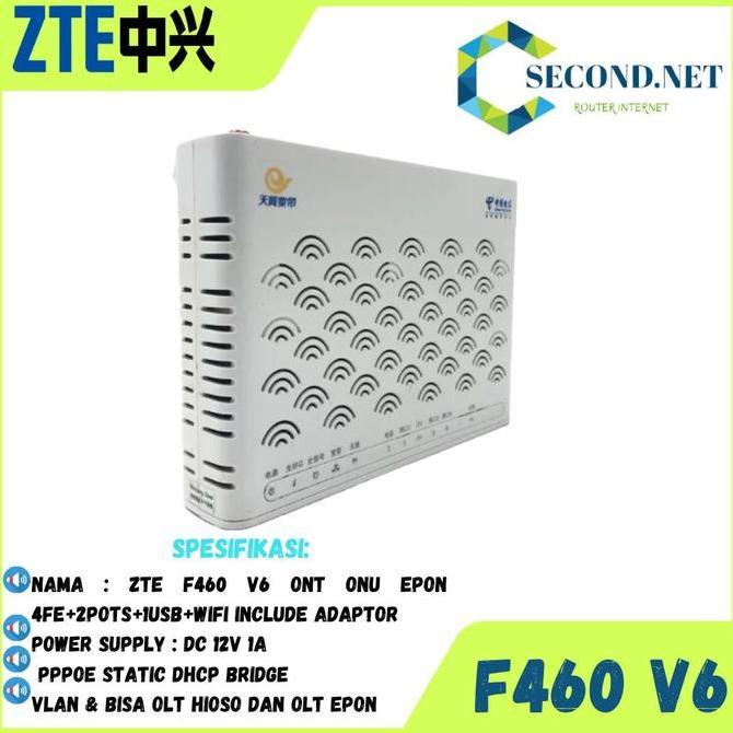 ZTE F460 V6 ONT ONU EPON 1GE+3FE+2POTS+1USB+WIFI INCLUDE ADAPTORZTE F4 Original