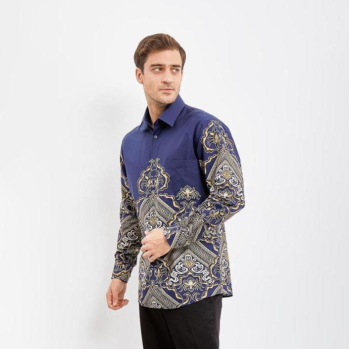 Alisan Kemeja Lengan Panjang Batik Kombinasi Biru BTKKB00252LS