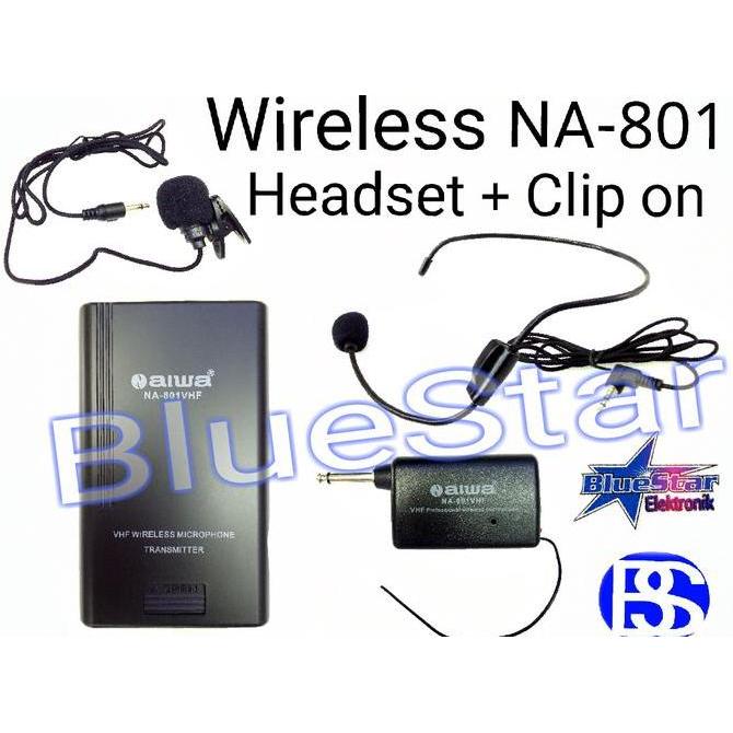 Mic Wireless Aiwa NA 801 (Headset + Clip on) Original