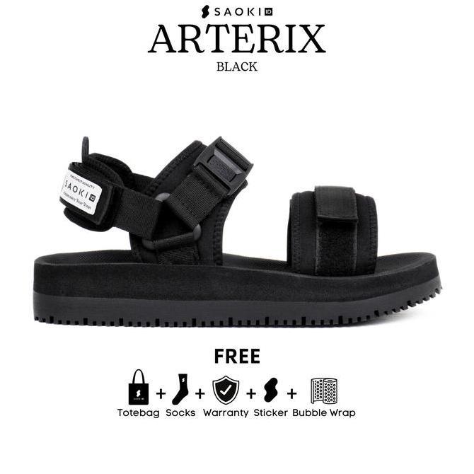 SAOKI - Sandal Slop Pria Wanita Traveling Sendal Casual Slip On Slide Arterix Black