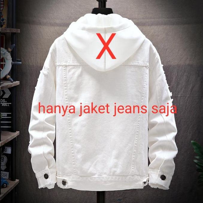 DF297>> Jaket Denim Jeans Hitam dan Jeans Putih Sobek || Jaket Fashion Pria Korean Style