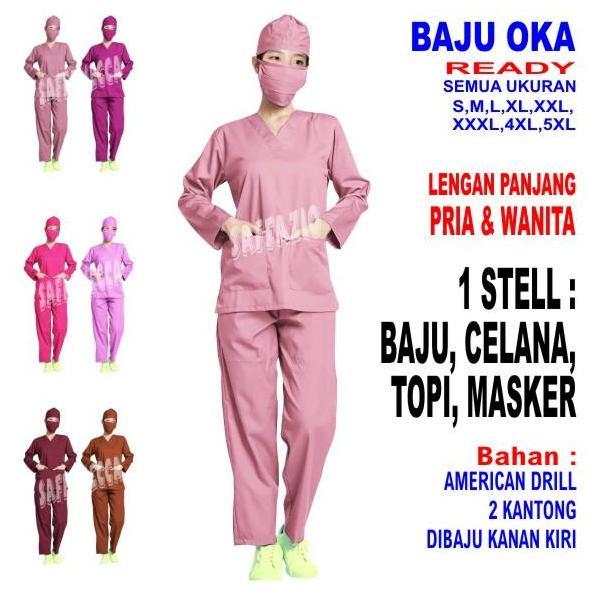 Baju Oka Baju Ok Baju Jaga Perawat Nakes Bidan Dokter Lengan Panjang Pria Wanita Ready