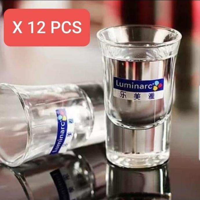 1 SET ISI 12 PCS GELAS SLOKI / GELAS SHOT / GELAS WHISKEY /GELAS LUMINARC / ORIGINAL / GELAS KACA / 