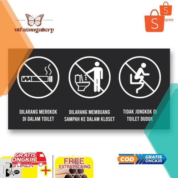 Promo ty-65 sticker dilarang jongkok di toilet - dilarang merokok di toilet stiker Keren Berkualitas